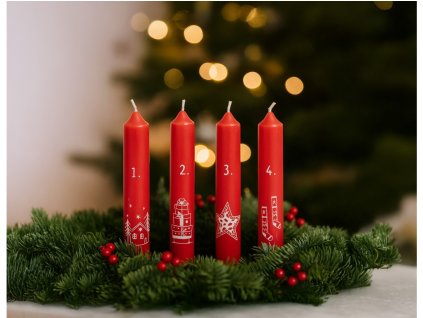 Adventní svíčky červená, bílá