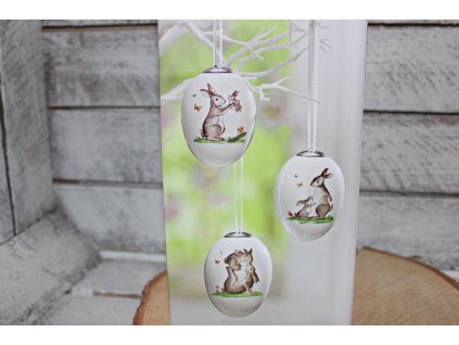 Keramická vajíčka se zajíčky – sada 3 ks