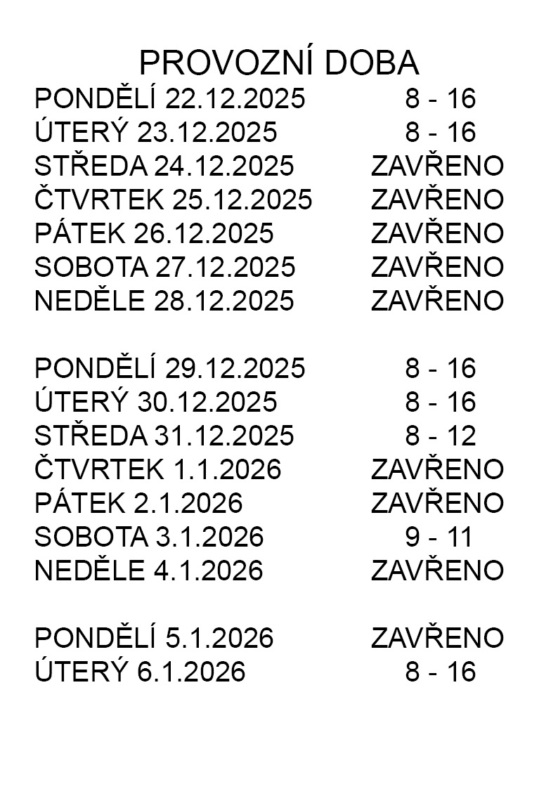 Provozní doba o svátcích