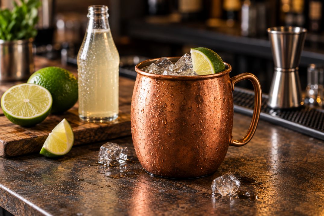 Moscow Mule – drink s vodkou, ginger beer, limetou a ledem