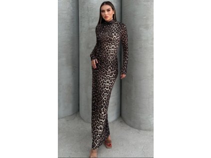 Dámske rolákové šaty leopard