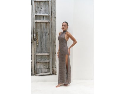 yudha sirt dekolteli kahve triko uzun 41d8