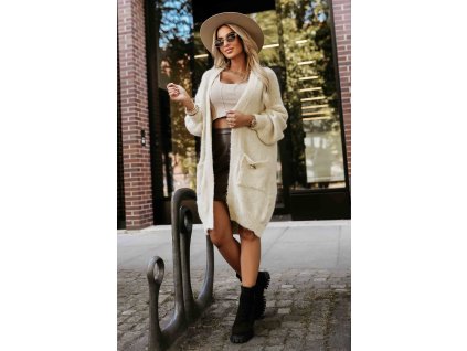 628 1 modny kardigan oversize z ozdobna broszka i praktycznymi kieszeniami bezowy 19653