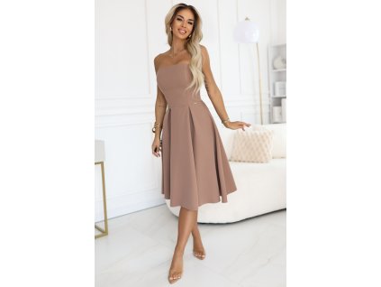 641 2 vivienne gorsetowa rozkloszowana sukienka midi na wyjatkowe okazje bezowa 20083