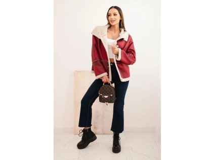 slo pl Damska bunda Plus Size s kapucnou a barankom bordova 35401 1