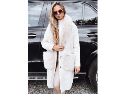 1444709 2 bily damsky karovany kabat s kozesinou velikost s m