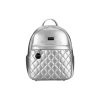 Prešívaný dámsky batoh so strieborným kovaním