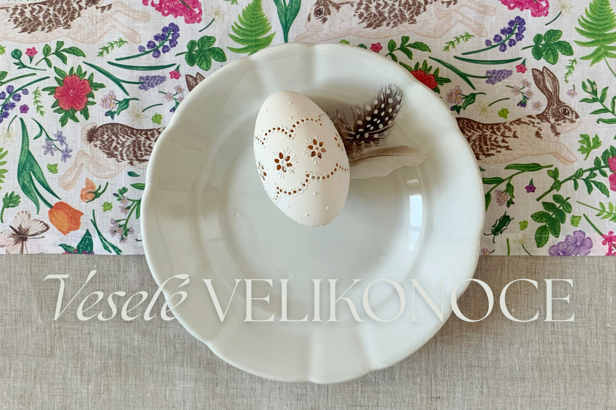 velikonoční bytový textil lněný, 100% len