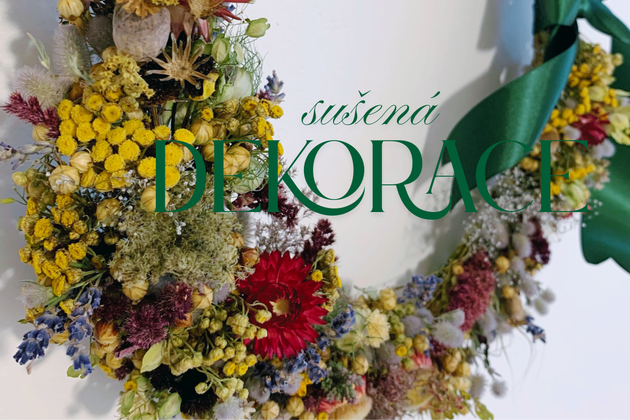 trvanlivé věnce ze lnu a sušiny