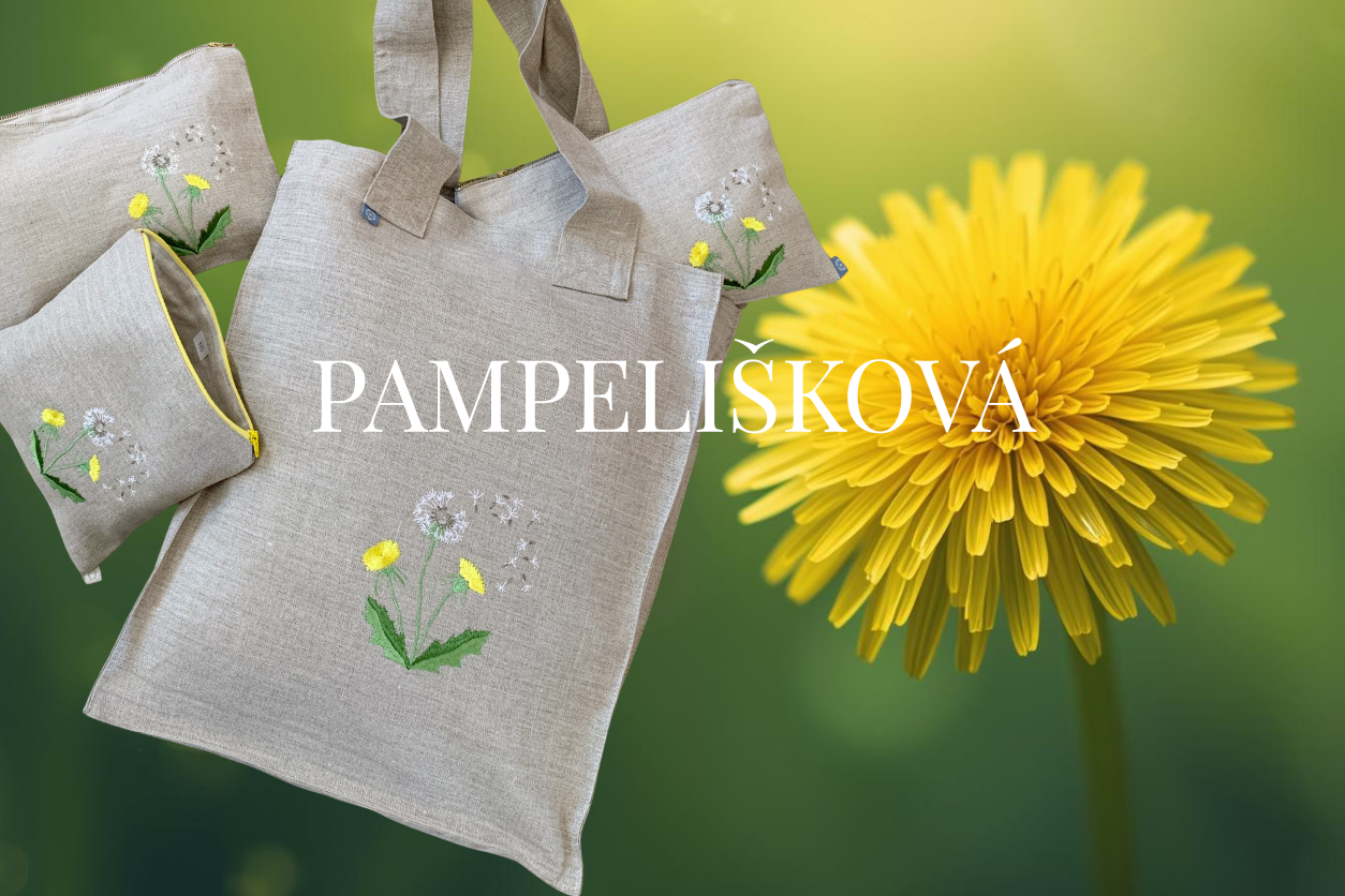 lněné kapsičky, peněženky a kosmetické tašky vyšívané ze 100% lnu