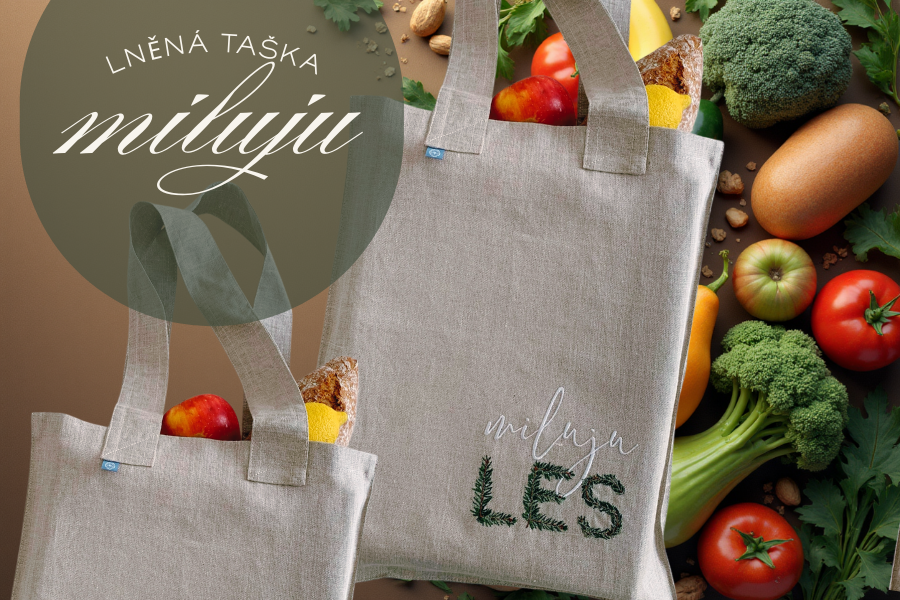 lněná nákupní taška s výšivkou