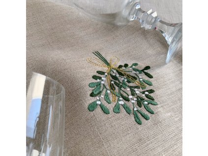 vyšívaná utěrka 100% len Kouzelné jmelí