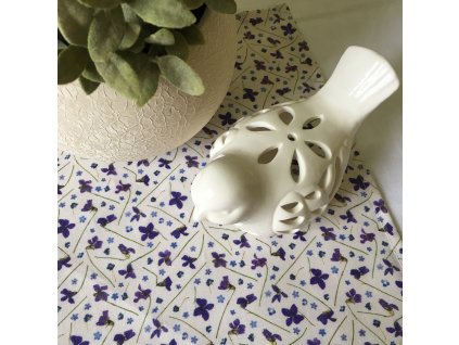 lněný běhoun, ubrus Jaro Fialky