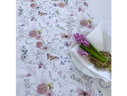 lněný běhoun přírodní vzor