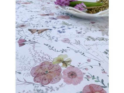 lněný ubrus květinový