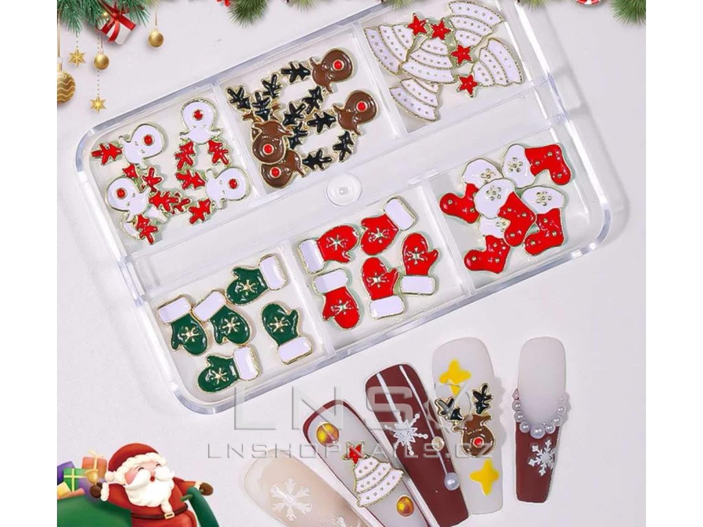 Various types of Christmas nail decorations 30psc