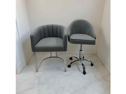 Xám: Set Ghế Thợ Ghế Khách LNS /Nail Technician & Client Chair Set