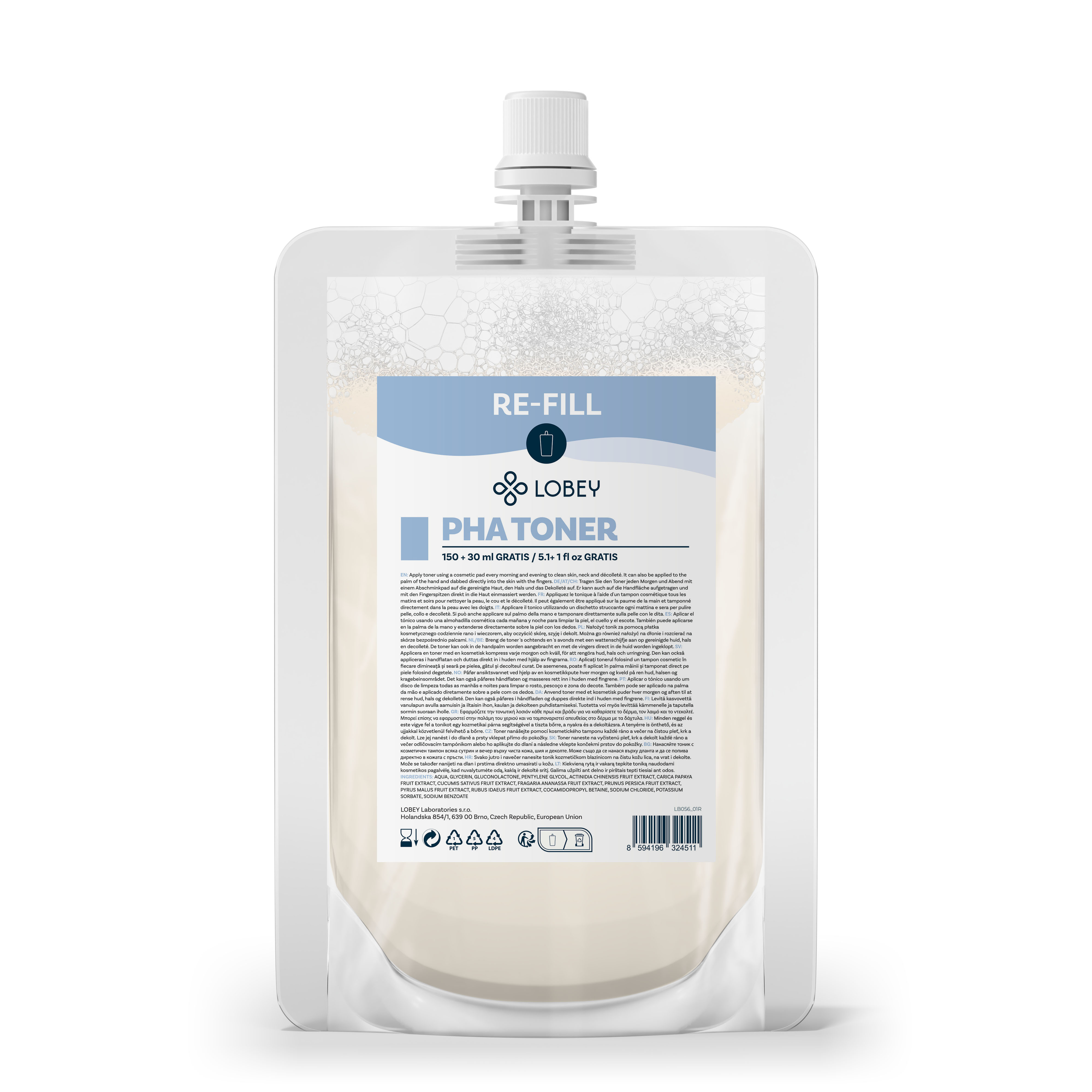 LOBEY® Classic Náhradní náplň PHA toner 150 ml + 30 ml GRATIS