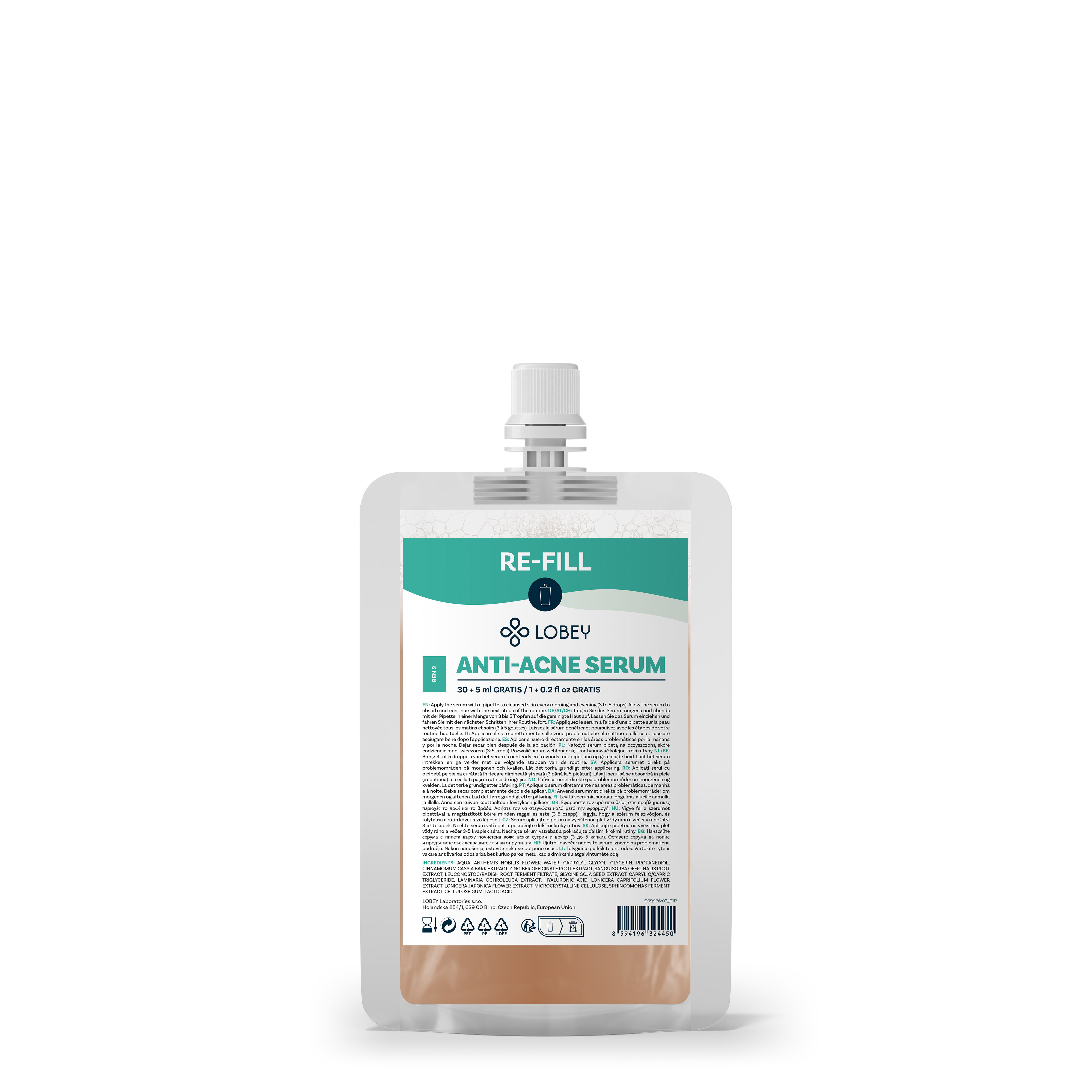 LOBEY® Classic Náhradní náplň Sérum na akné na obličeji 30 ml + 5 ml GRATIS