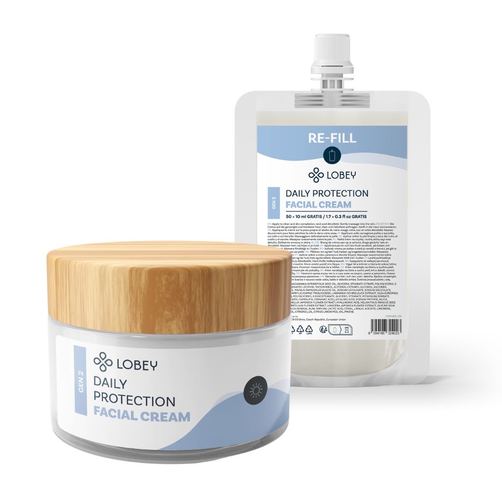 LOBEY® Denní ochranný pleťový krém 50 ml + ReSáček 60 ml (50 ml + 10 ml zdarma)