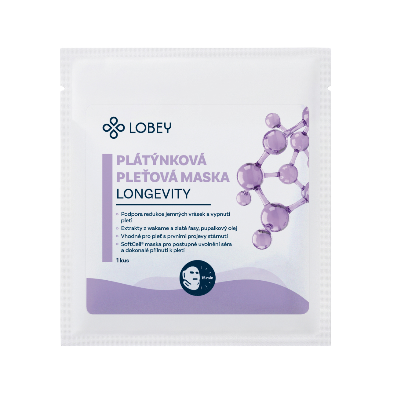 LOBEY® Classic Anti-age plátýnková maska na pleť Longevity | 1 ks