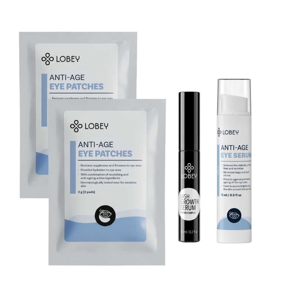 LOBEY Balíček Anti-age & Růst | Sérum na růst řas + oční sérum + anti-age polštářky