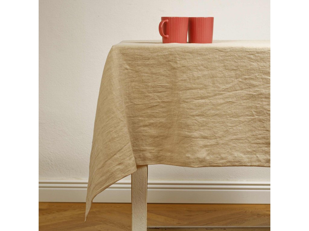 Ľanový obrus - Ľan stonewashed sand