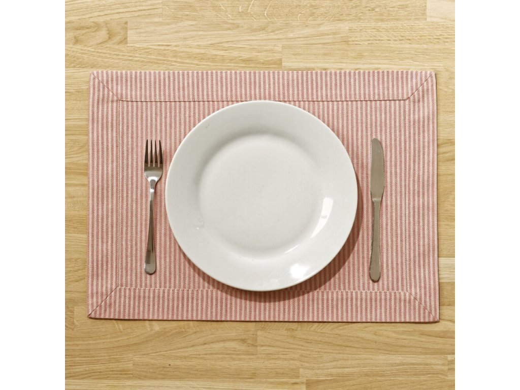 Tischsets 2er Set - Rosa Streifen jacquard