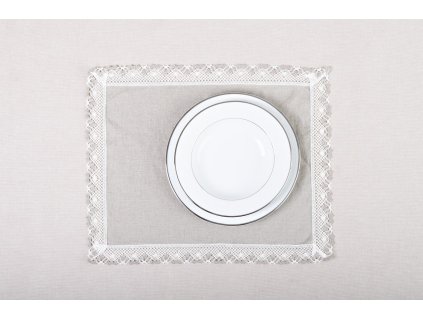 Tischsets 2er Set - Natur leinen gewaschen mit der Spitze