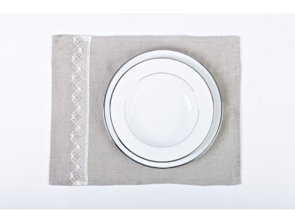 Tischsets 2er Set  - Gewaschenes rupfen Leinen mit Spitze