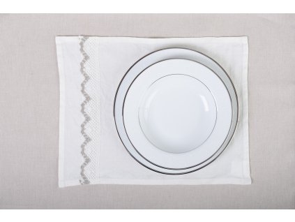 Tischsets 2er Set - Leinen Weis gewaschen mit Spitze