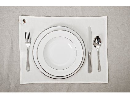 Tischsets  2er Set - Gewaschener weißer Leinen mit einer Perle