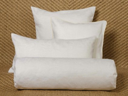 Kissen - Leinen Weiß Jacquard