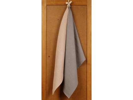 Utěrka - Len stonewashed old pink&gray, balení 2 ks