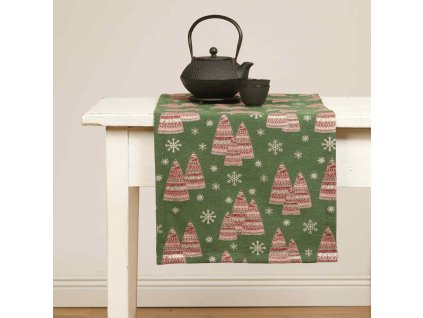 Christmas Table Runner - Candlelight green