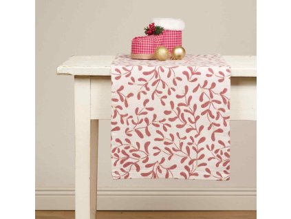 Christmas Table Runner - Mistleteo red