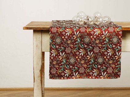 Christmas Table Runner - Moon red