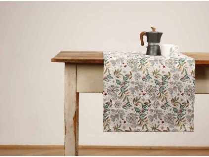 Christmas Table Runner - Moon white