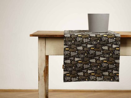 Christmas Table Runner - Celebration Black