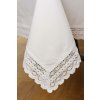 Cotton tablecloth - White with wide white lace
