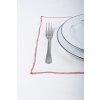 Linen tablecloth - Washed white linen with red stitching