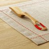 Placemats 2pcs - Washed gray linen with red embroidery