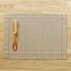 Placemats 2pcs - Washed gray linen with red embroidery