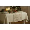 Keep the original image identical Modify ONLY the table runner s fabric Replace the fabric wi