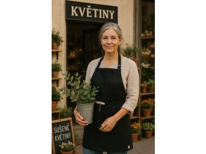 zastěra černá lněná skladana s paní