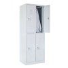 Kovová šatníková skrinka s delenými dverami BOX M2/4, 4-dverová, 1800x600x500 mm, sivá RAL 7035 – priestranná skriňa do šatne