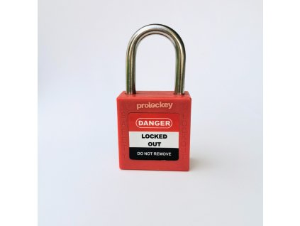 LOTO zámek 25 mm, ocelový třmen ⌀ 4,45mm, nylonové tělo (nevodivé), rovná hrana