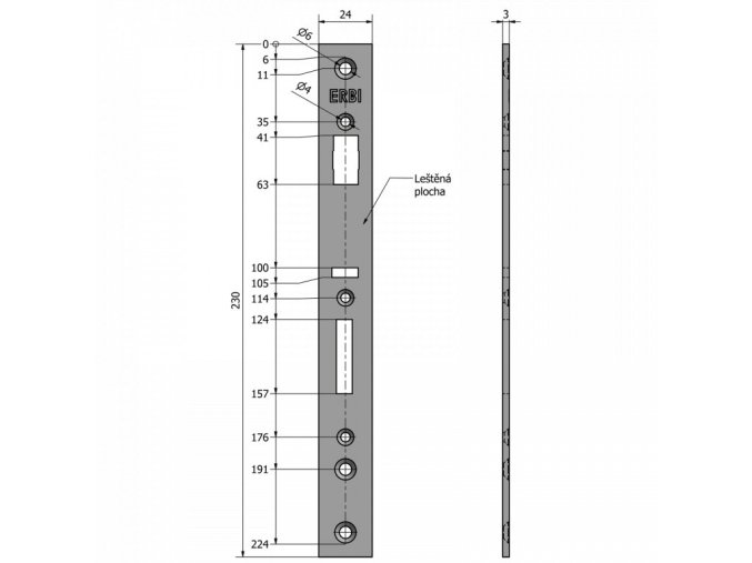 Čela zámků na SAM 92/35 a SAM 92/45 (Rozměr 270x16x3 SAM LI 31)