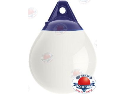 Kulatý fendr Polyform serie A bílý s modrými konci 30X38