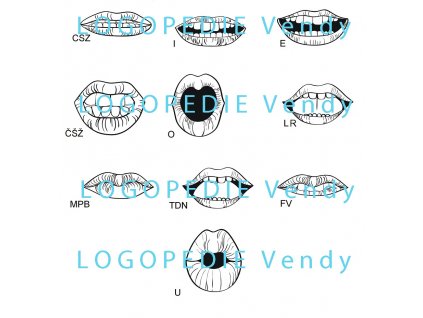 Velká logopedická razítka 10 ks s krabičkou a tiskacím polštářkem